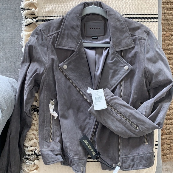 Blank NYC Suede Moto Jacket GREY NWT Never worn - Picture 2 of 7